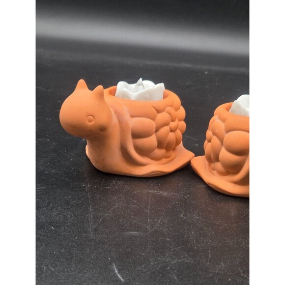 Partylite Set of 2 Turte Terrecotta Candle Holders with Battery Operated Candles - Picture 5 of 16
